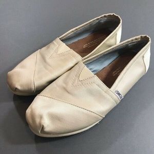 Toms Womens Fabric Beige Cream Flats Slip On’s, 7